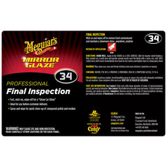 Meguiar's Secondary Label - Final Inspection #34