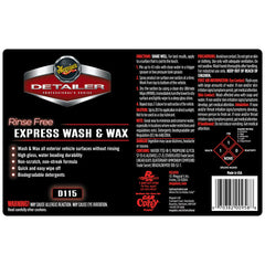 Meguiar's Secondary Label - Rinse Free Express Wash & Wax #D115