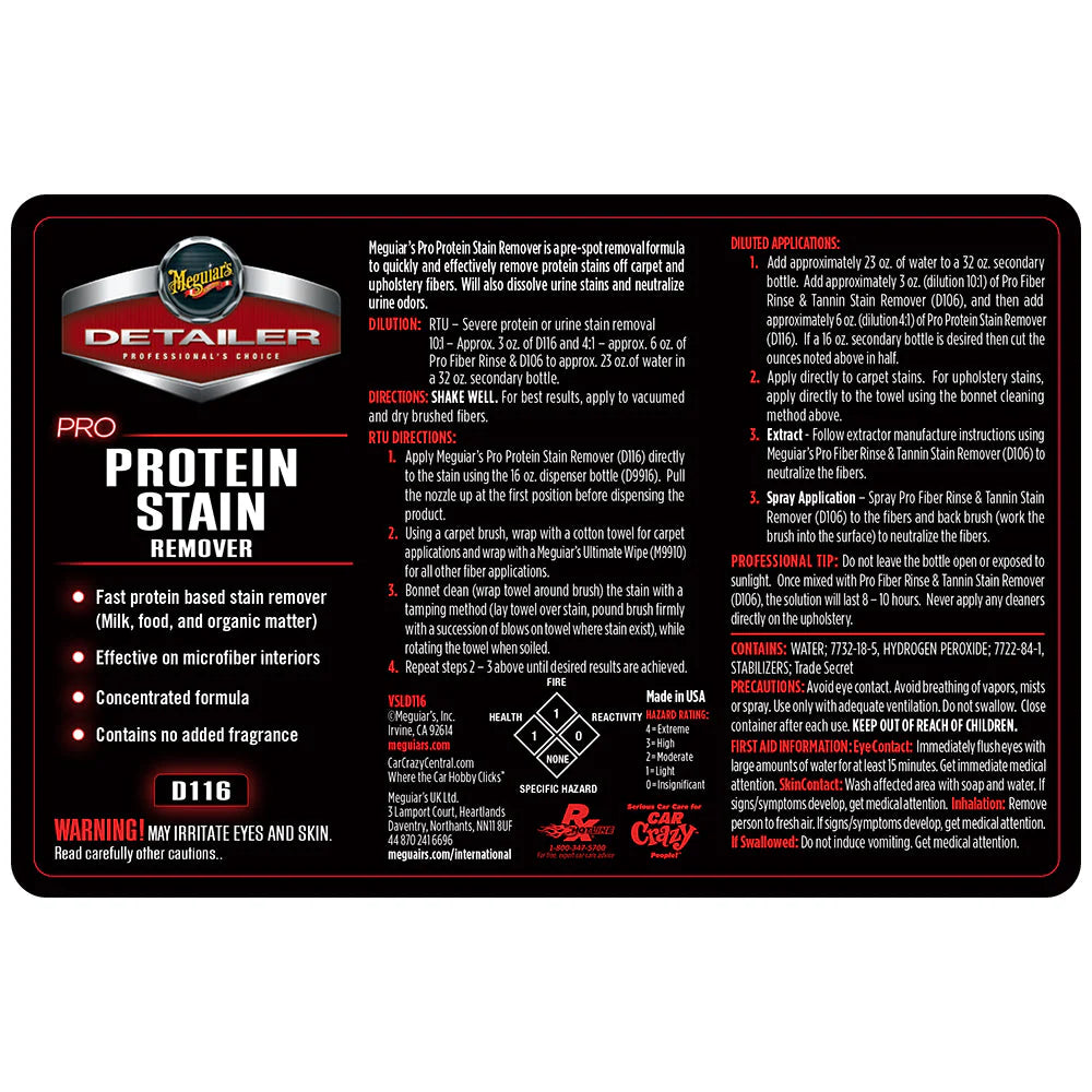 Meguiar's Secondary Label - Pro Protein Stain Remover #D116